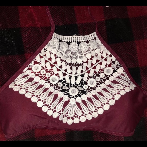 Maroon and White Bikini - Picture 2 of 3